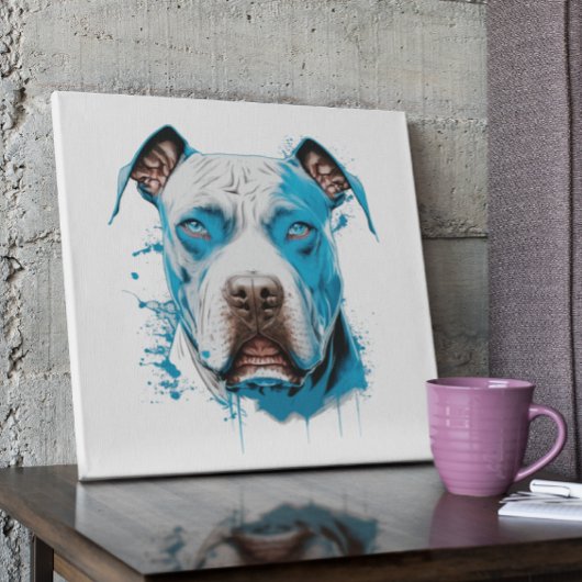 Poster Pitbulbe blanc aux yeux bleus