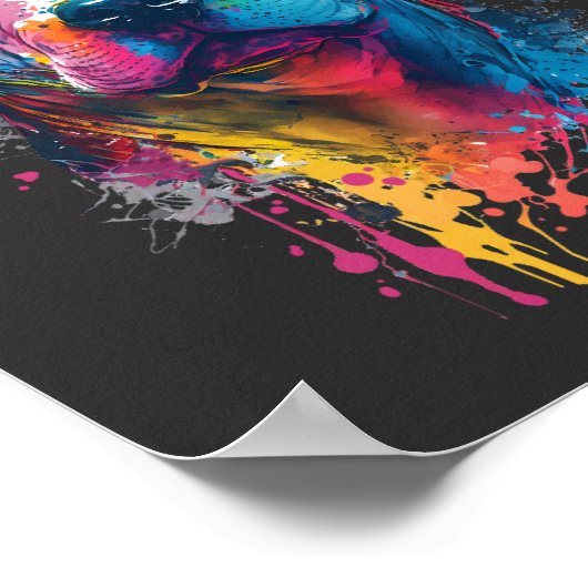 Poster Pitbull américain - Neon Graffiti Ink Splash (Coin)