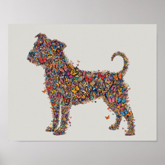 Poster Pitbull Butterfly Silhouette Art | Bully Dog Lover (Devant)