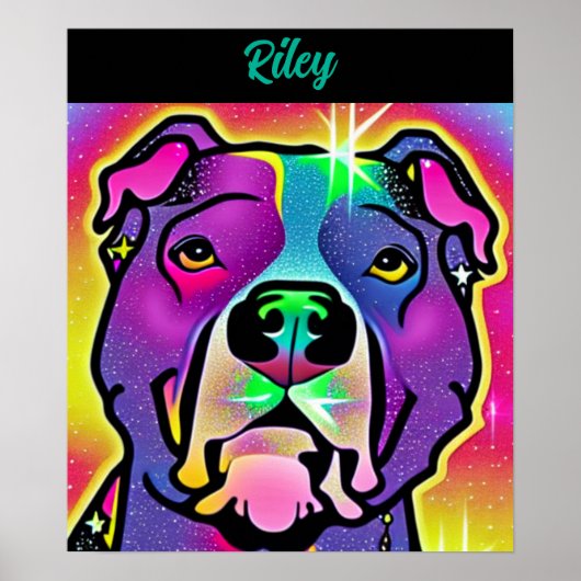 Poster Pitbull Chien Pop Art Personnalisé (Devant)