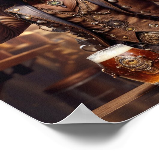 Poster Pitbull en costume vapeur buvant de la bière dans  (Coin)