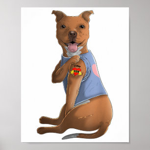 Poster Pitbull I Love Maman Tattoo Chien Chemise Drôle Mè