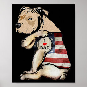 Poster Pitbull j'aime papa tatouage fête des pères