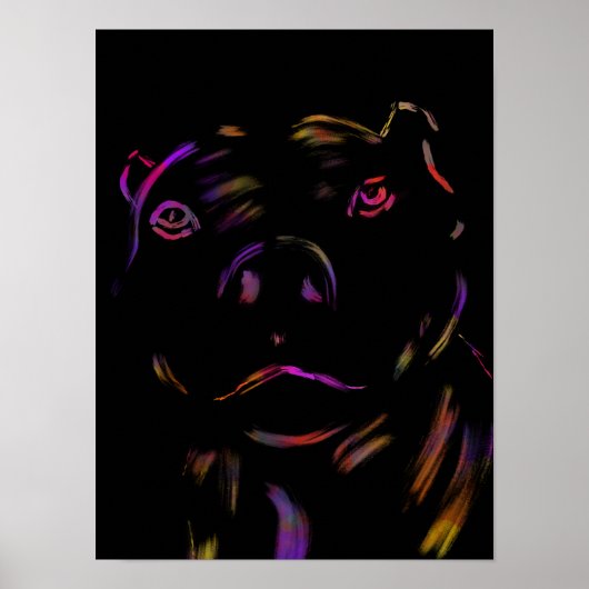 Poster Pitbull Neon Main Drake Art (Devant)