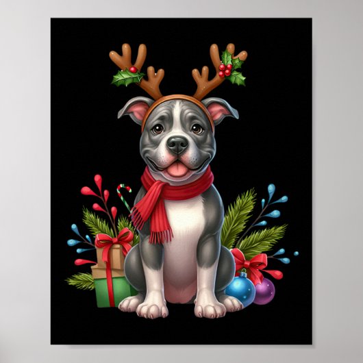 Poster Pitbull Reindeer Noël Noël Noël Noël Noël Noël X (Devant)