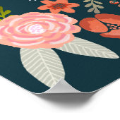 Poster Pitbull Terrier Floral Chien Art (Coin)