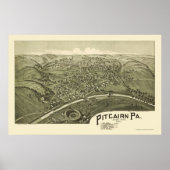 Poster Pitcairn, PA Carte panoramique - 1901 (Devant)