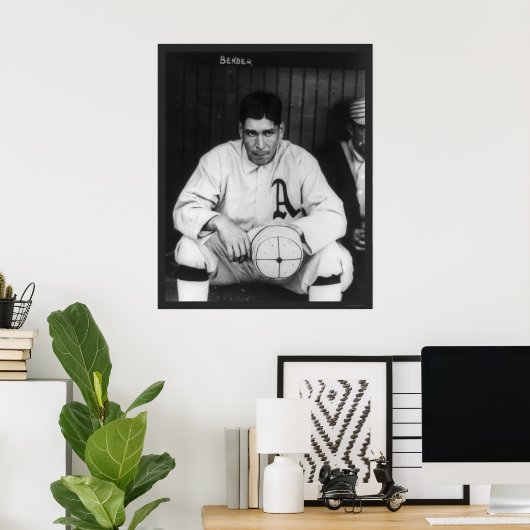 Poster Pitcher Bender Athletics Baseball 1910 (Bureau à domicile)