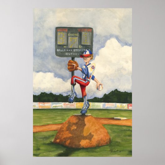 Poster Pitcher de baseball sur Mound par Jay Throckmorton (Devant)