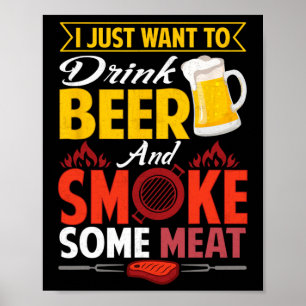 Poster Pitmaster Chemise Cadeau Tee Boire Bière Fumée Via