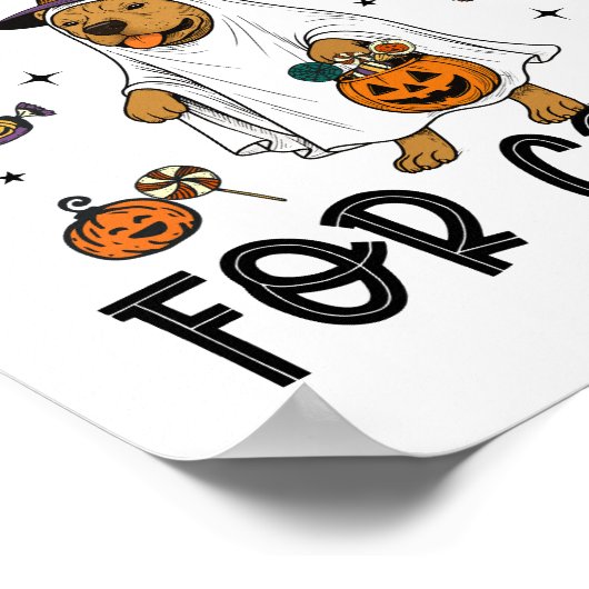 Poster Pitpull Chien Halloween Ghost Éffrayant (Coin)