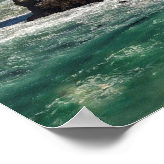 Poster Pittoresque Côtier Avec Vagues (Coin)