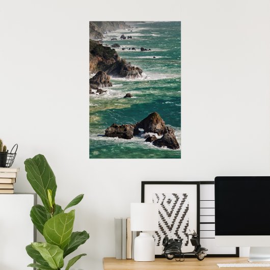 Poster Pittoresque Côtier Avec Vagues (Bureau à domicile)