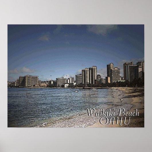 Poster pittoresque hawaïen de Waikiki Beach Oahu (Devant)