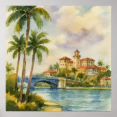 Poster Pittoresque historique Boca Raton Floride Aquarell (Devant)