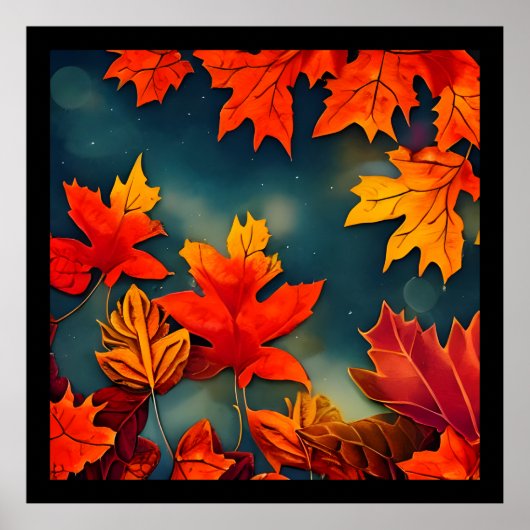 Poster Pittoresque Rustique Feuille d'érable d'automne (Devant)