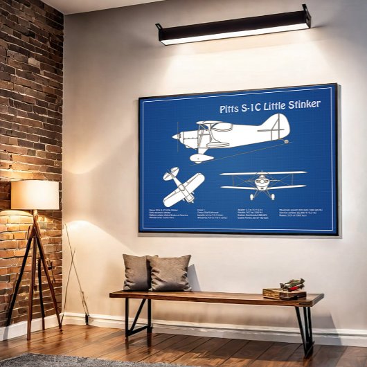 Poster Pitts S-1C - Plans de plan d'avion ABD