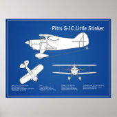 Poster Pitts S-1C - Plans de plan d'avion ABD (Devant)