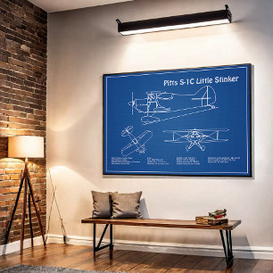 Poster Pitts S-1C - Plans de plan d'avion AD