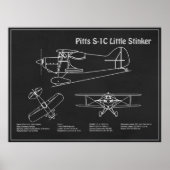Poster Pitts S-1C - Plans de plan d'avion PD (Devant)