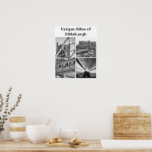Poster - Pittsburgh B&W Collage (Cuisine)