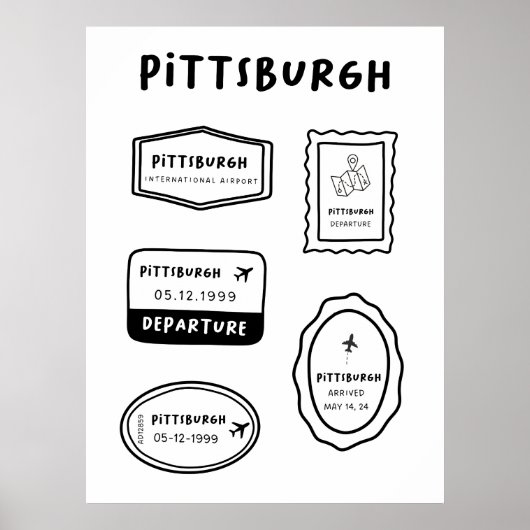 Poster Pittsburgh - Collection Timbres de voyage | Minima (Devant)