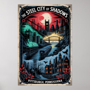 Poster Pittsburgh Hantée, PA Ville d'Acier des Ombres