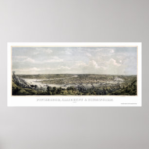 Poster Pittsburgh, PA Carte panoramique - 1871