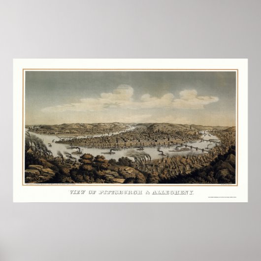 Poster Pittsburgh, PA Panoramique MAp - 1874 (Devant)