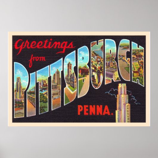 Poster Pittsburgh Pennsylvania PA Large Letter Postcard (Devant)