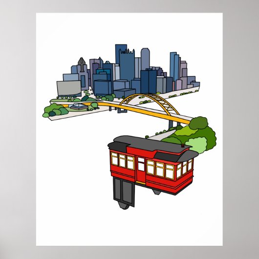 Poster Pittsburgh Pennsylvania Steel City Skyline Art Can (Devant)