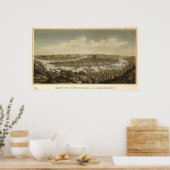 Poster Pittsburgh Pennsylvanie 1874 Carte panoramique ant (Cuisine)