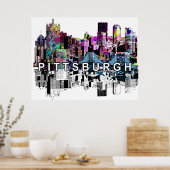 Poster Pittsburgh, Pennsylvanie en graffiti (Cuisine)