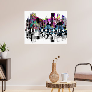 Poster Pittsburgh, Pennsylvanie en graffiti