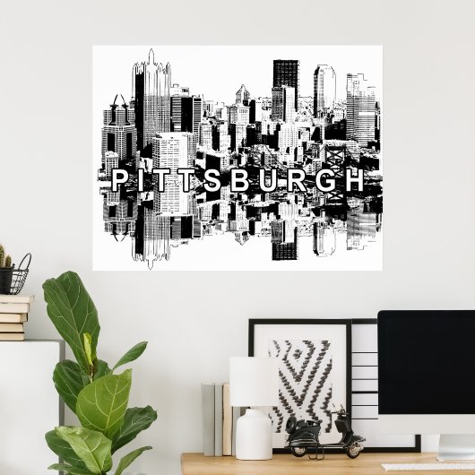 Poster Pittsburgh, Pennsylvanie en noir et blanc (Bureau à domicile)