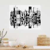 Poster Pittsburgh, Pennsylvanie en noir et blanc (Cuisine)