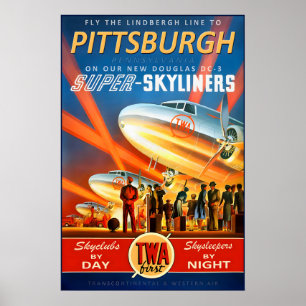 Poster Pittsburgh Pennsylvanie Transcontinental & Western