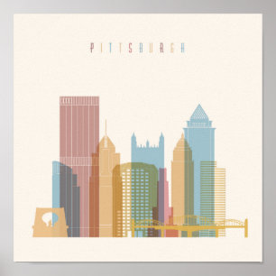 Poster Pittsburgh, Pennsylvanie Ville Skyline