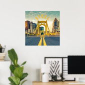 Poster Pittsburgh Steel City Skyline 412 (Bureau à domicile)