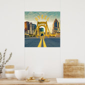 Poster Pittsburgh Steel City Skyline 412 (Cuisine)
