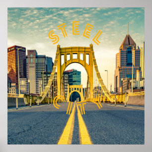 Poster Pittsburgh Steel City Skyline 412
