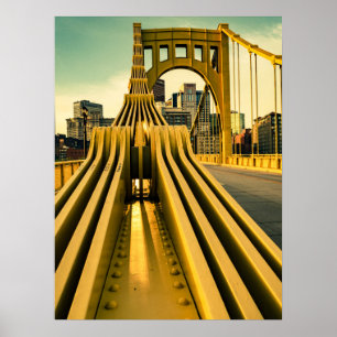 Poster Pittsburgh Steel City Skyline Bridge Pennsylvanie