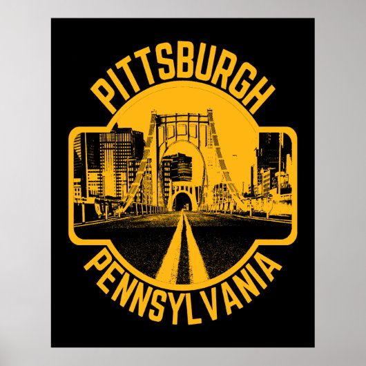 Poster Pittsburgh Steel City Skyline Bridge Pennsylvanie (Devant)