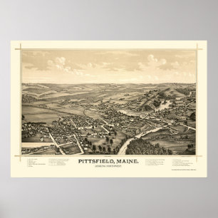 Poster Pittsfield, ME Carte panoramique - 1889
