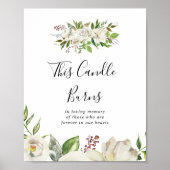 Poster Pivoine Blanche d'Hiver Fleurie Cette Bougie Brûle (Devant)