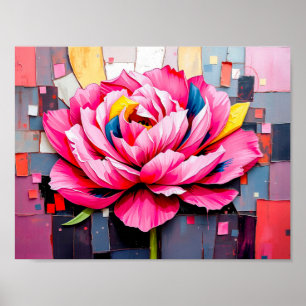 Poster Pivoine délicate dans un style abstrait moderne
