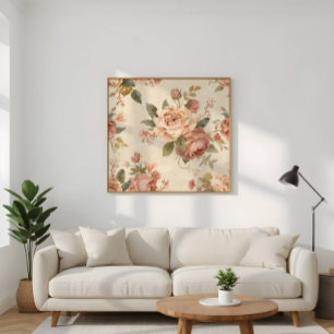 Poster Pivoine Romantique & Rose Jardin Vintage
