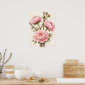 Poster Pivoine Rose Botanique (Cuisine)