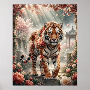 Poster Pivoine Tigre Fleurir Puissance