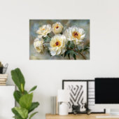Poster Pivoines blanches élégantes en fleurs (Bureau à domicile)